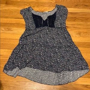 American Eagle blue boho floral dress- size large